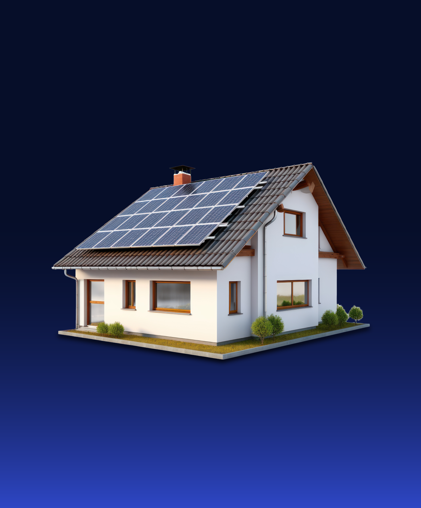Illustrated Halo Hive home with solar roof representing a property passport